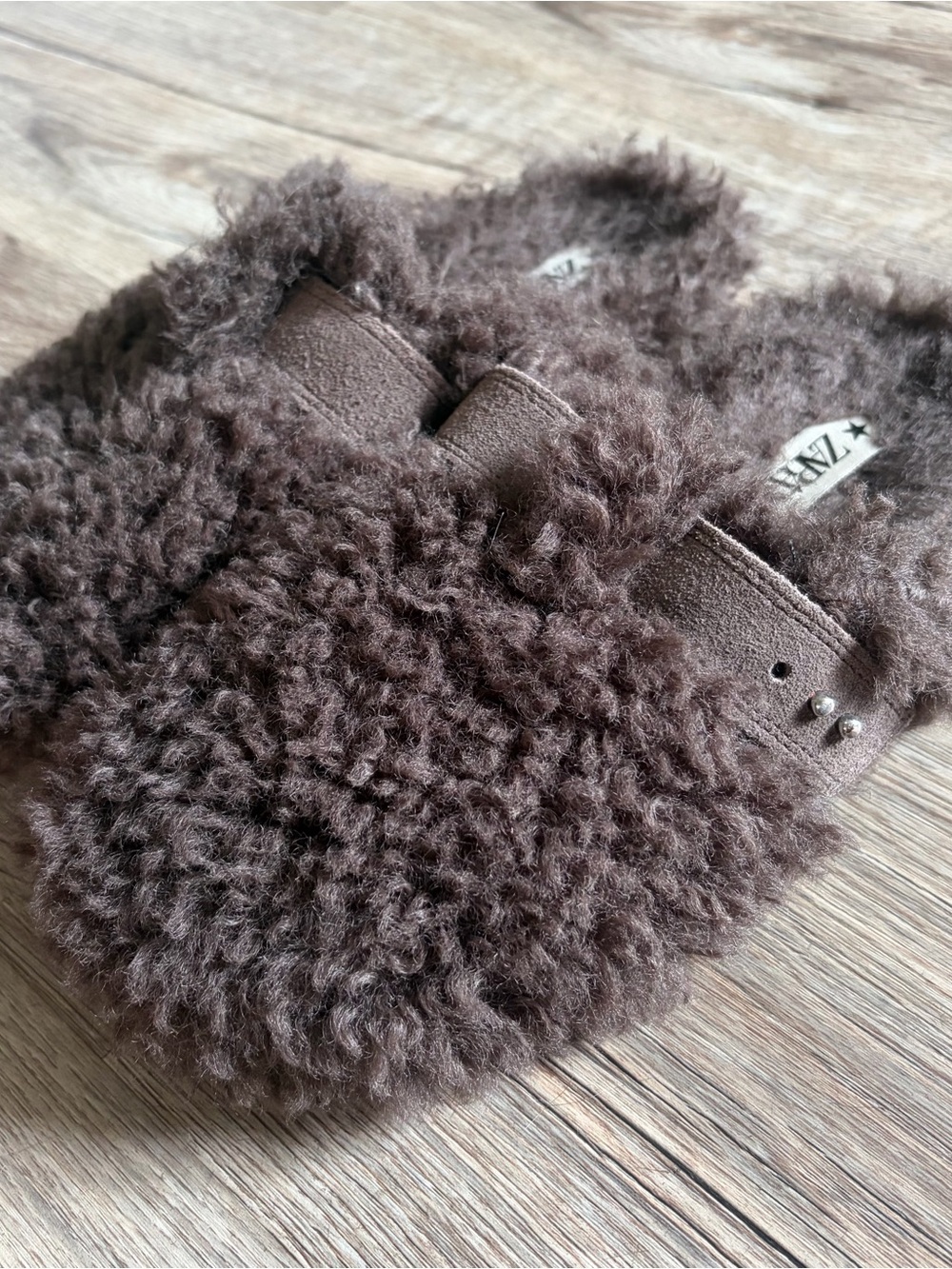 Zara Fuzzy Brown Clogs